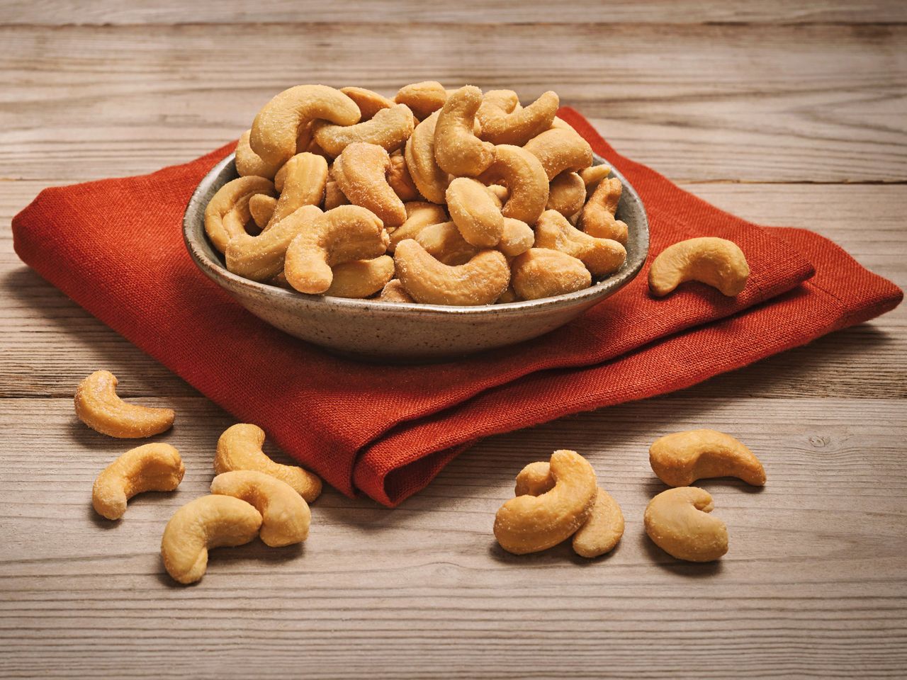 Salted Cashews on a napkin